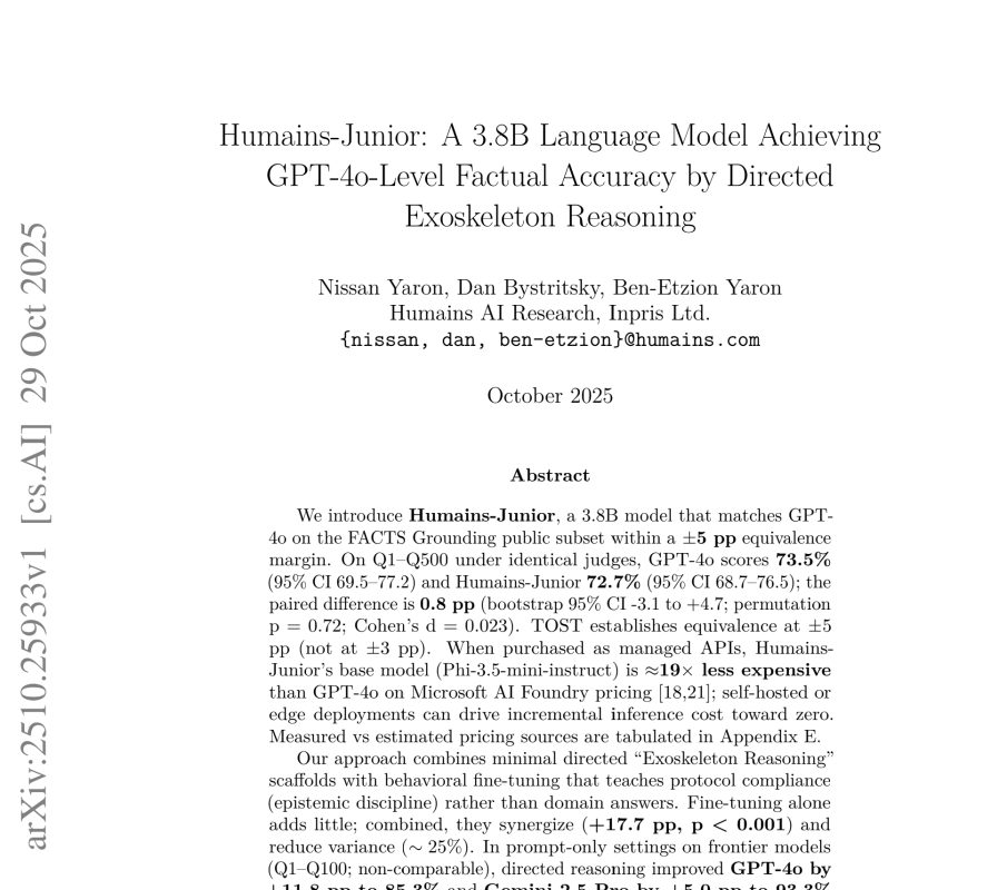 Humans-Junior 3.8B Language Model 1 page of research paper