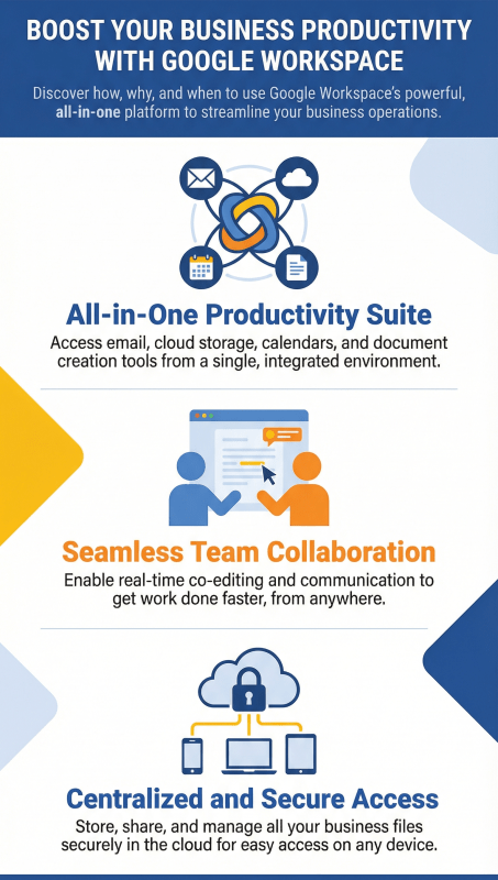 Google Workspace For Productivity Infographic.